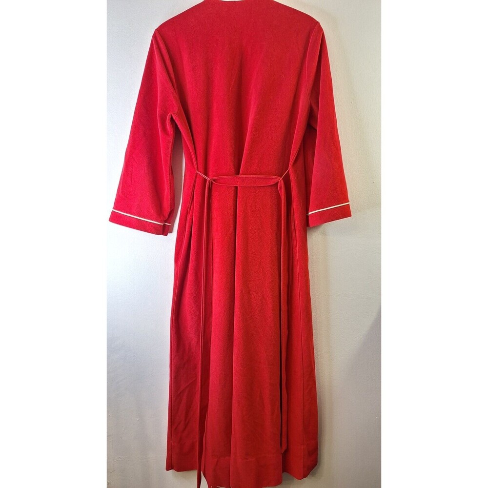 Vintage VANITY FAIR Fleece Rob Size M Belted Pockets Red Loungwear Sleepwear 70s